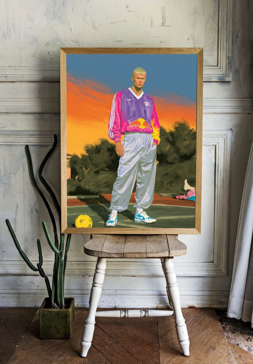 Soccer Player Sunset Illustration Poster. room preview
