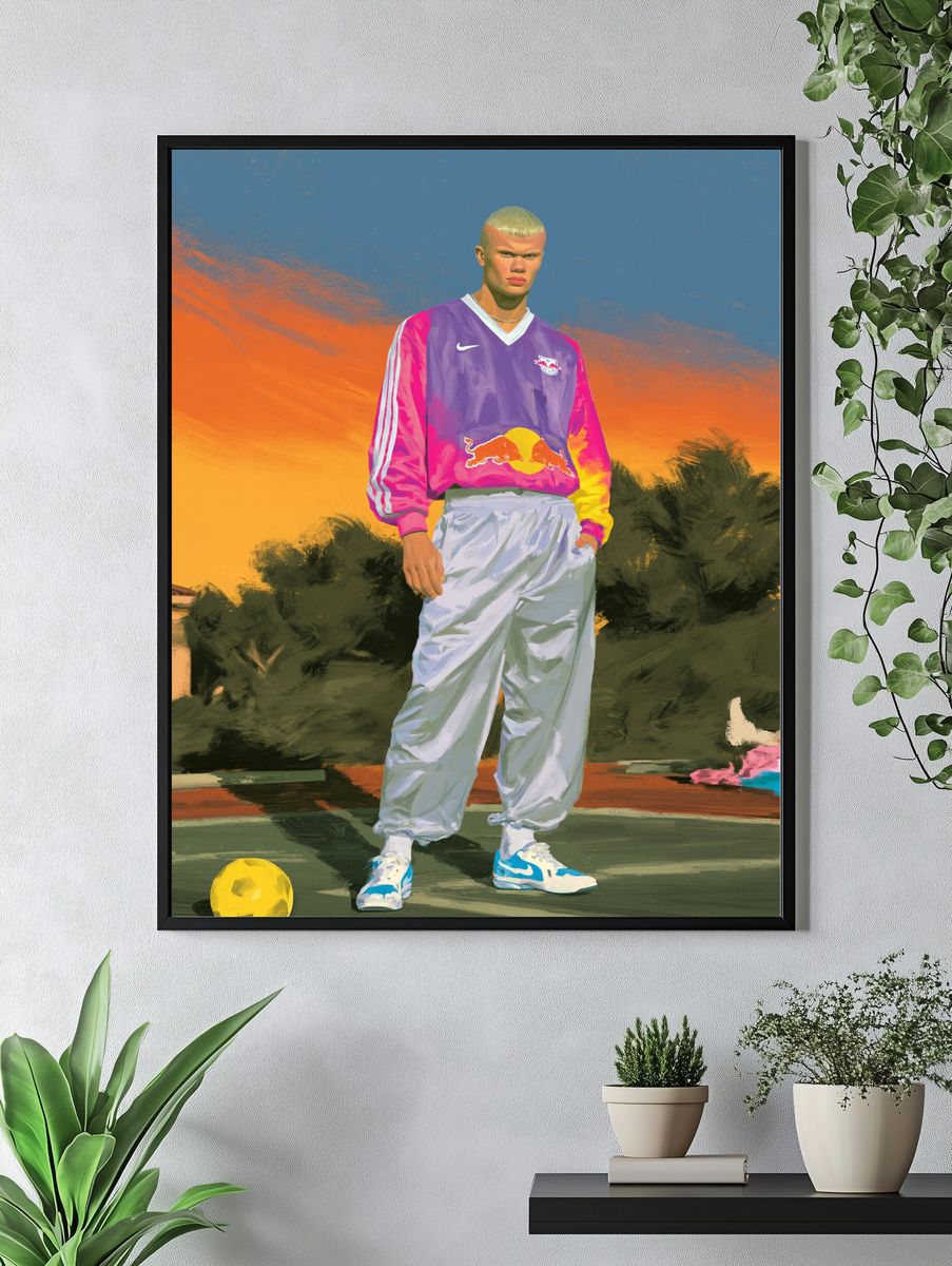 Soccer Player Sunset Illustration Poster. — room view 4