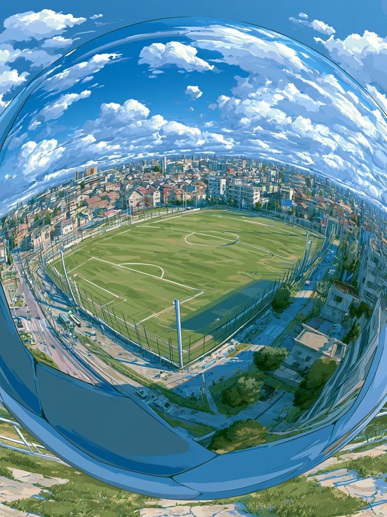 Soccer Field in Glass Sphere Illustration Poster. poster — sport art