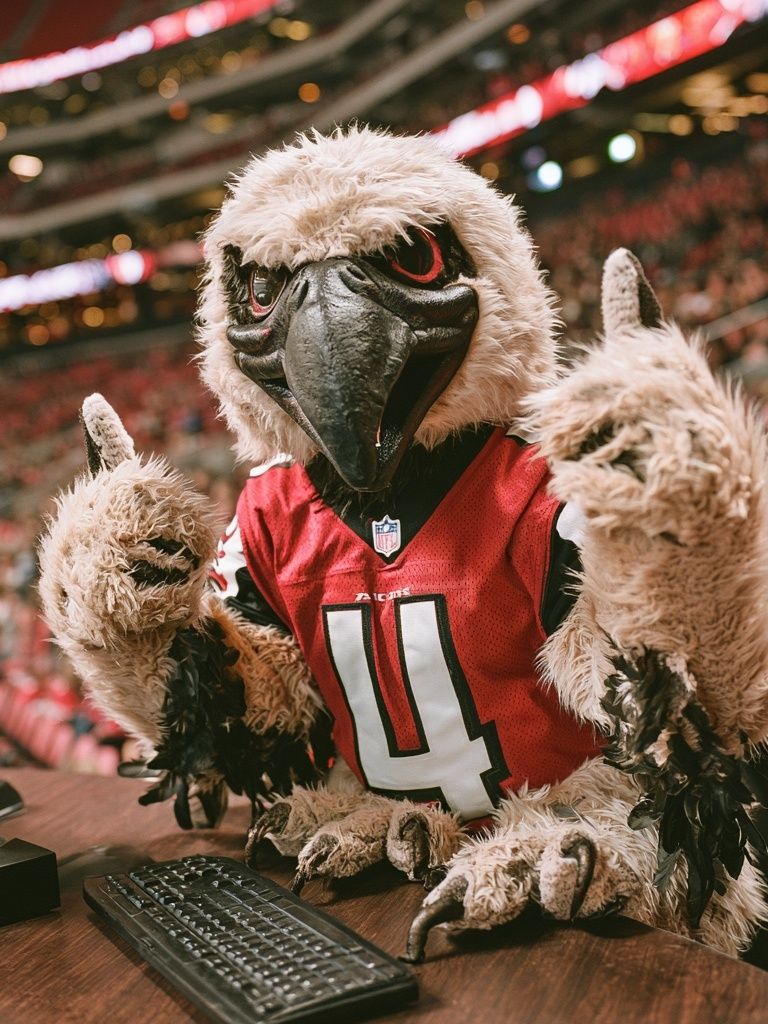 Falcon Mascot Stadium Portrait Poster. poster detail