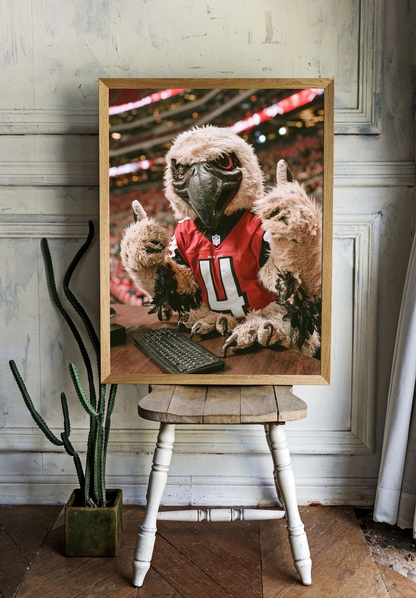 Falcon Mascot Stadium Portrait Poster. — room view 1