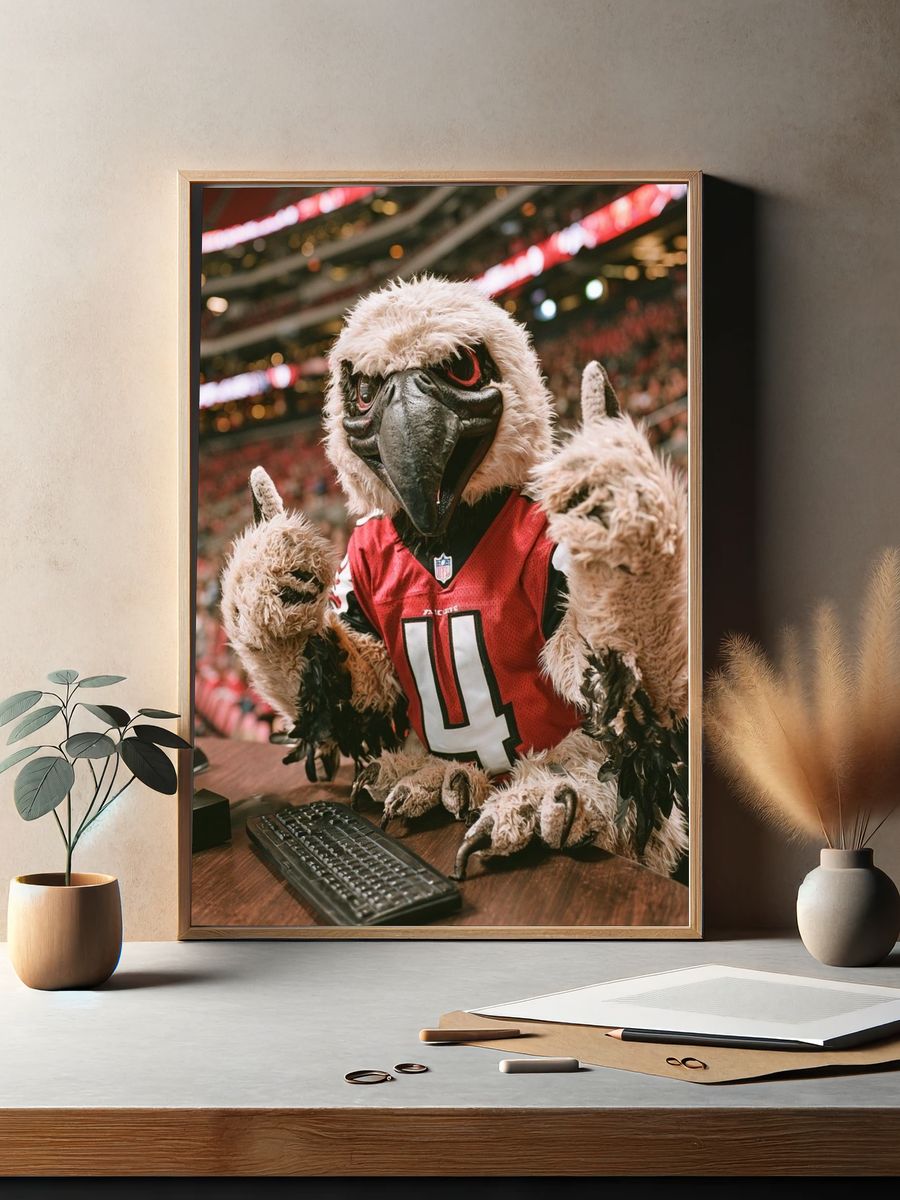 Falcon Mascot Stadium Portrait Poster. — room view 2
