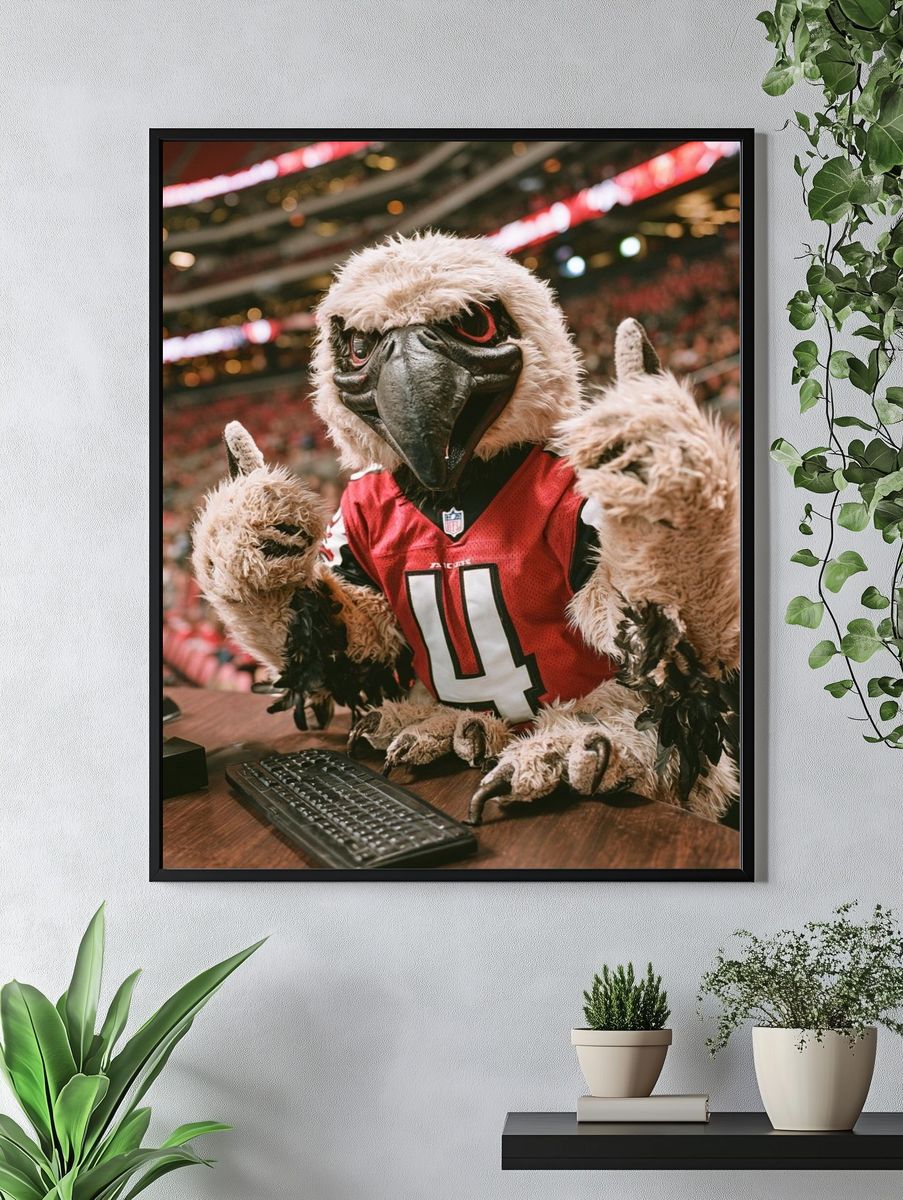 Falcon Mascot Stadium Portrait Poster. — room view 4