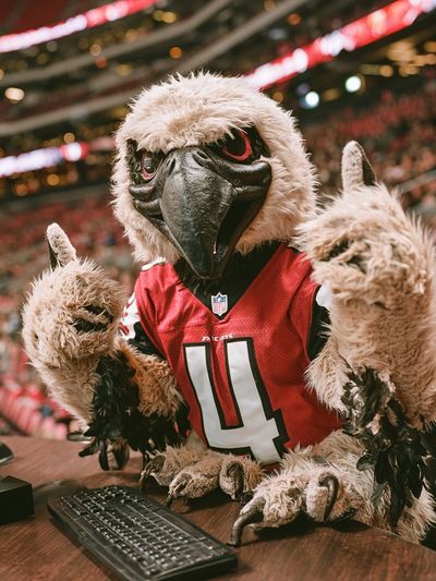 Falcon Mascot Stadium Portrait Poster. poster