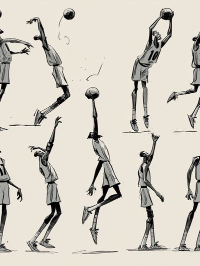 Basketball Figure Study Illustration Print. poster