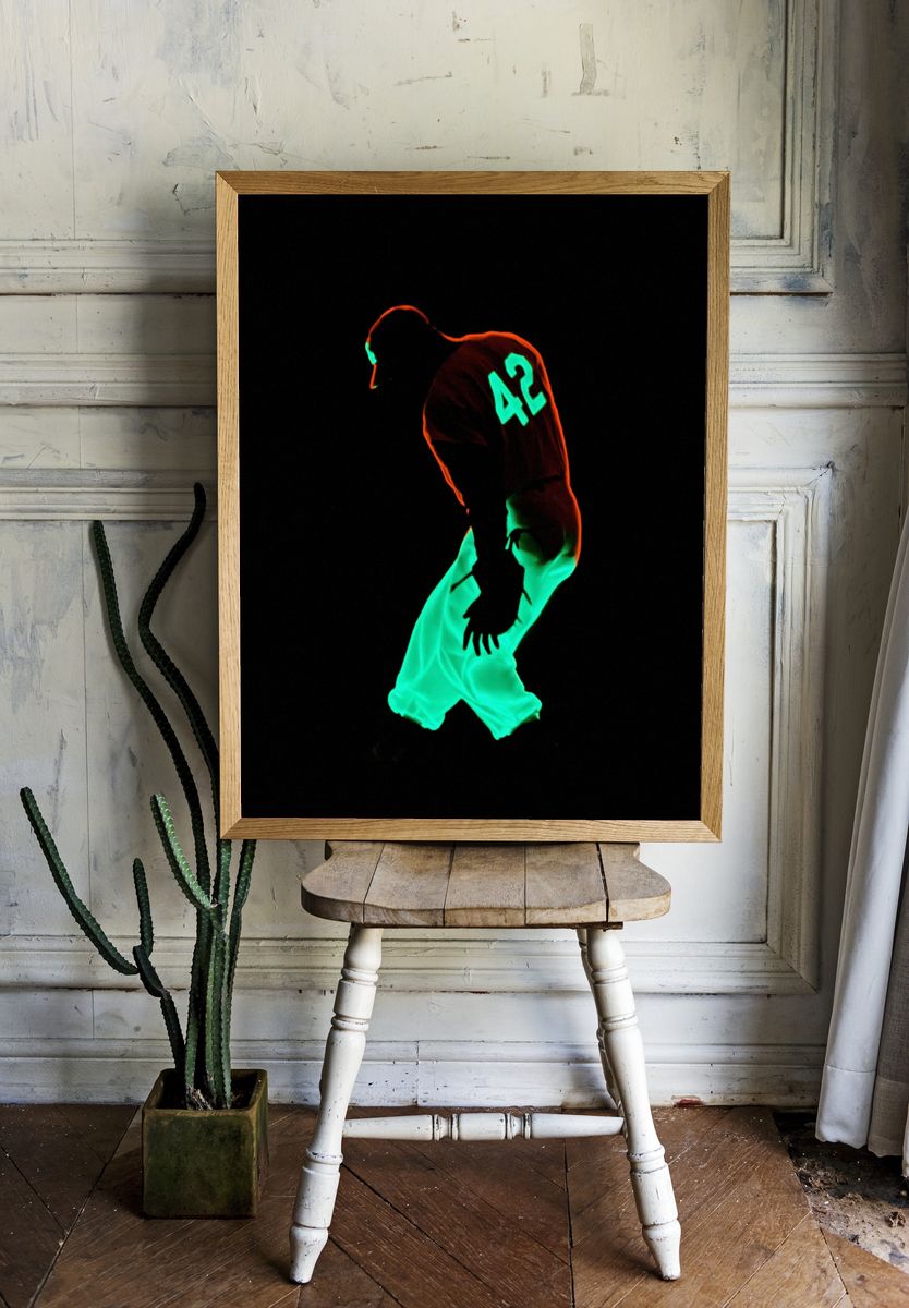 Neon Basketball Player Poster. — room view 1