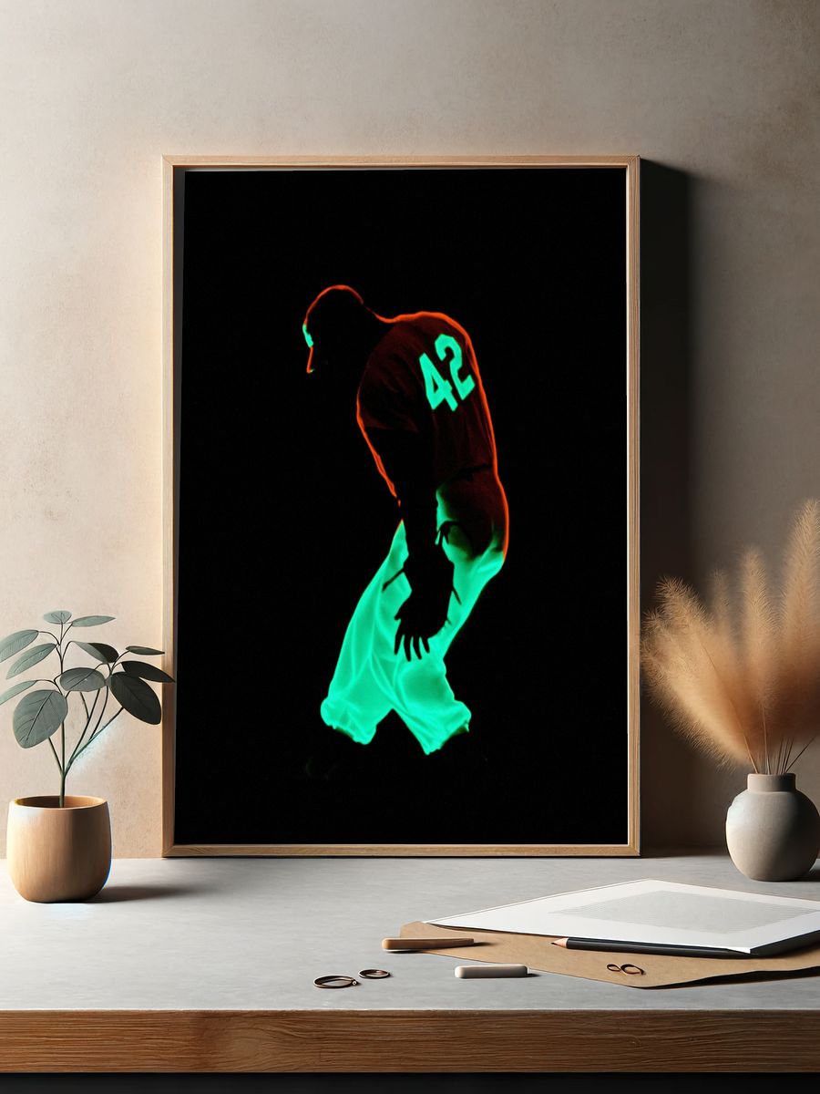 Neon Basketball Player Poster. — room view 2