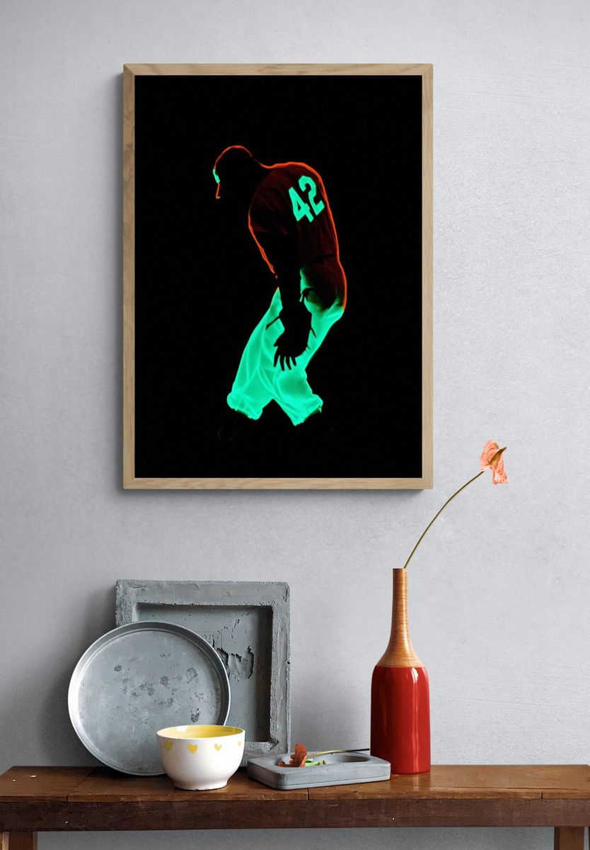 Neon Basketball Player Poster. — room view 3