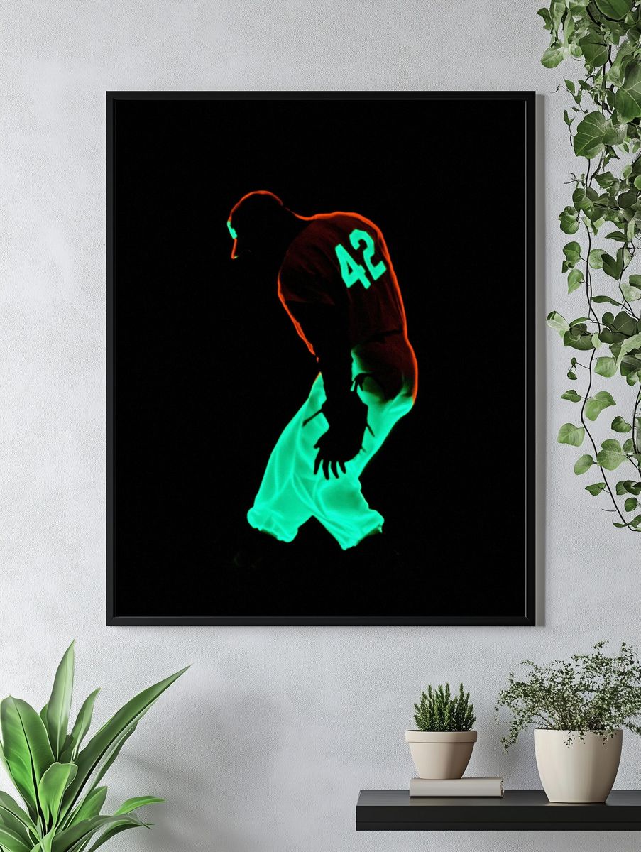 Neon Basketball Player Poster. — room view 4