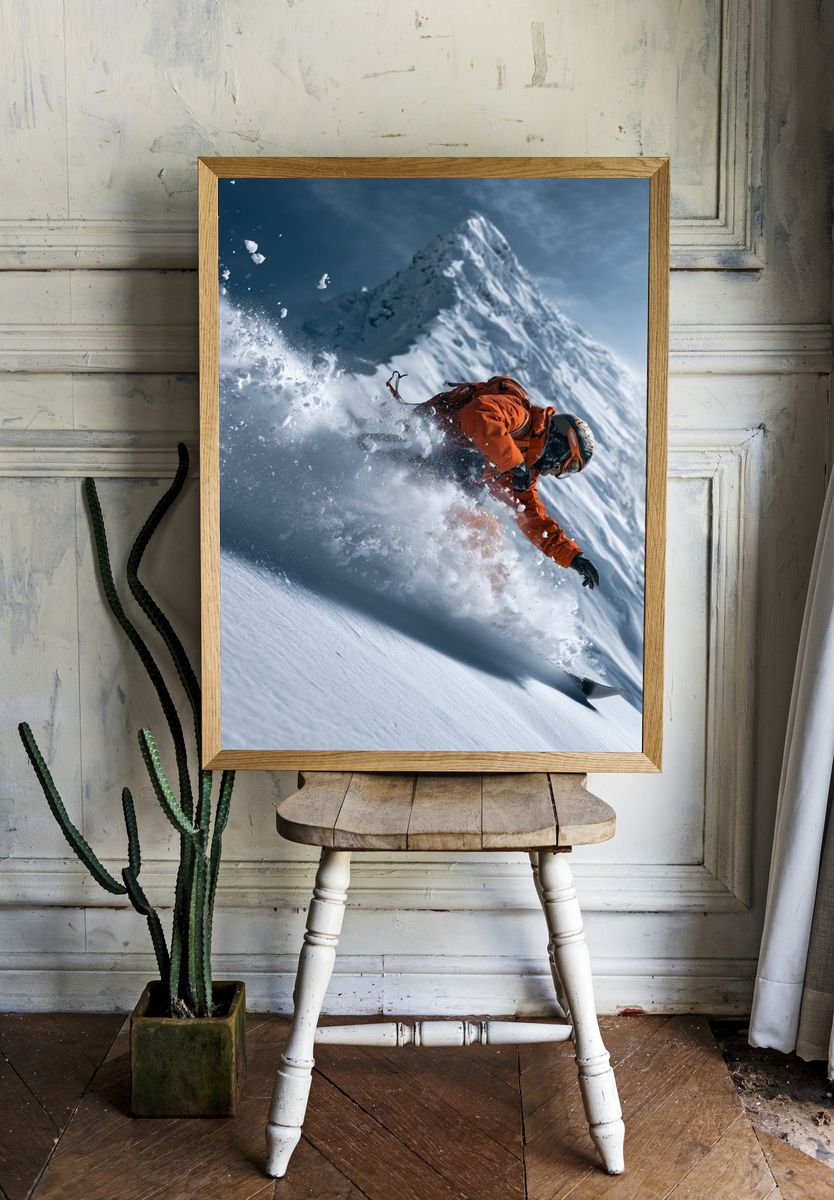 Powder Snowboarder Action Poster. room preview
