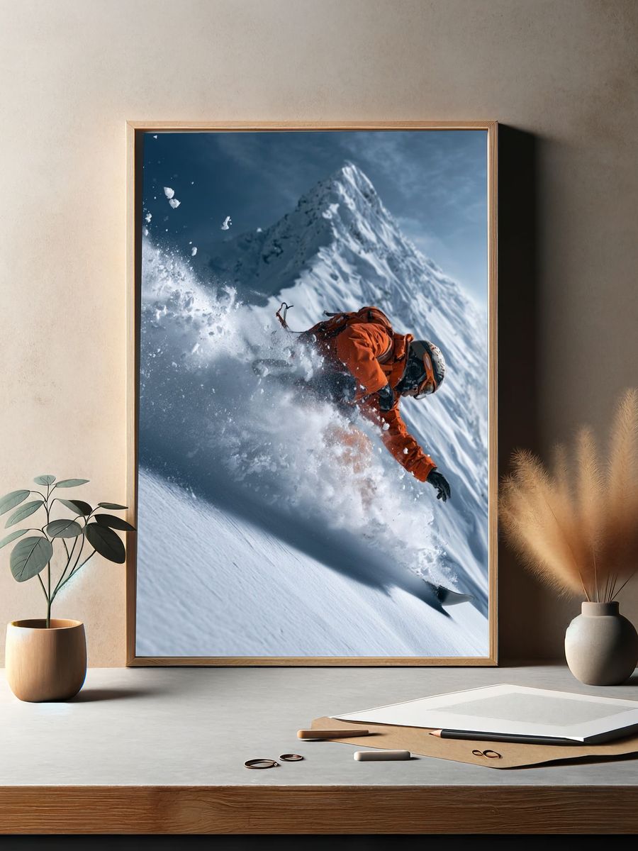 Powder Snowboarder Action Poster. — room view 2