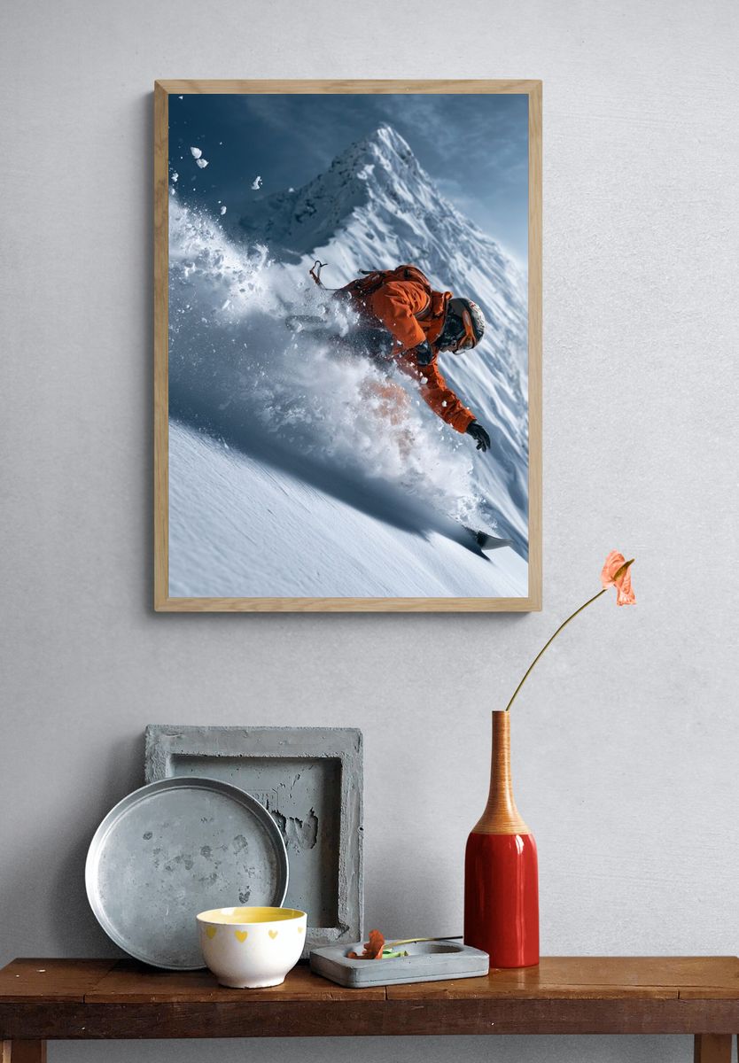Powder Snowboarder Action Poster. — room view 3