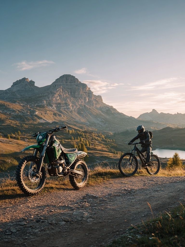 Mountain Biking at Sunrise Poster. poster detail