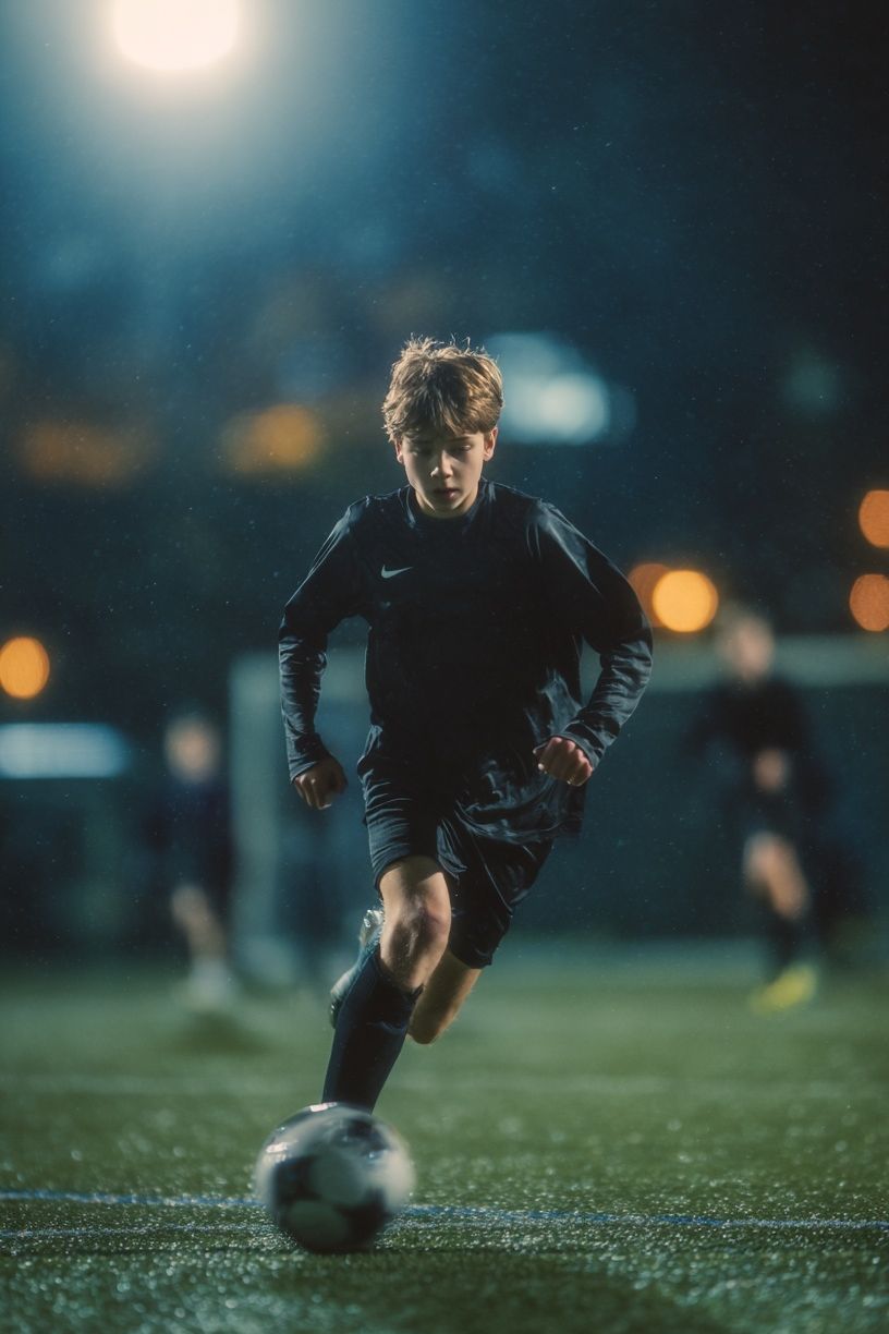 Youth Soccer Player Running — Sports Photography Print. poster detail