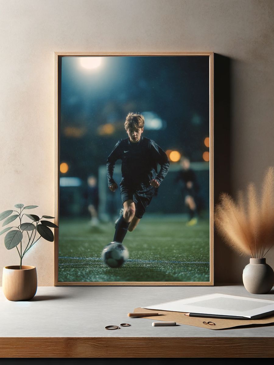 Youth Soccer Player Running — Sports Photography Print. — room view 2