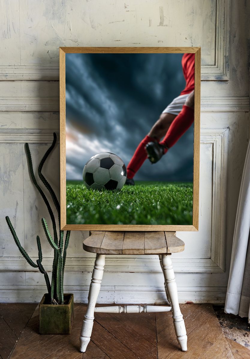 Soccer Kick Photography Poster. — room view 1