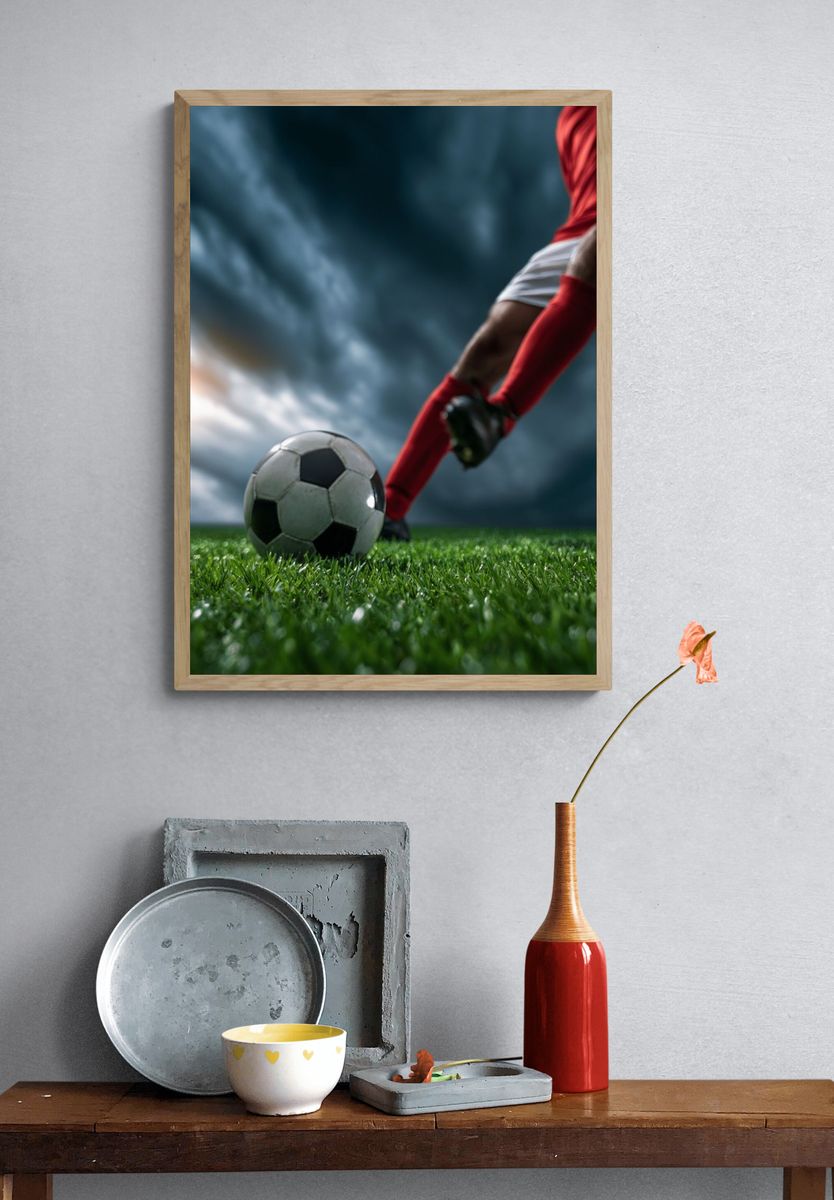 Soccer Kick Photography Poster. — room view 3