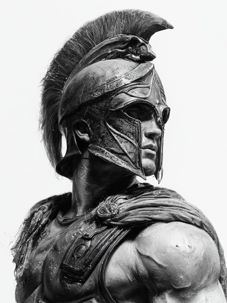 Spartan Warrior Black-White Poster. poster detail