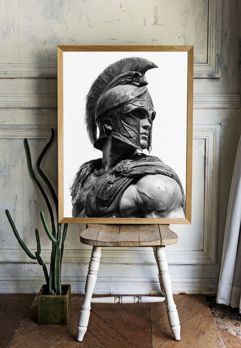 Spartan Warrior Black-White Poster. room preview