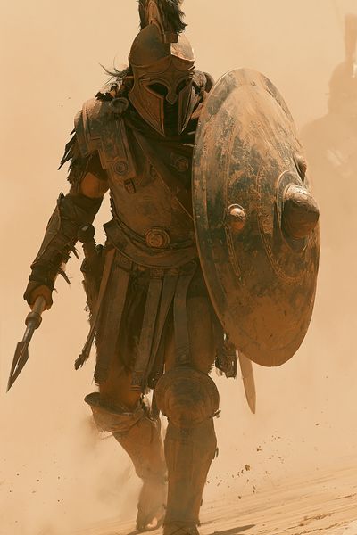 Spartan Warrior in Sandstorm Poster.