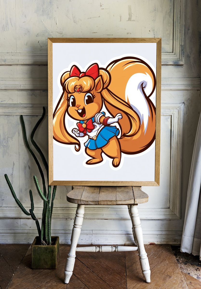 Cute Squirrel Cartoon Poster. — room view 1