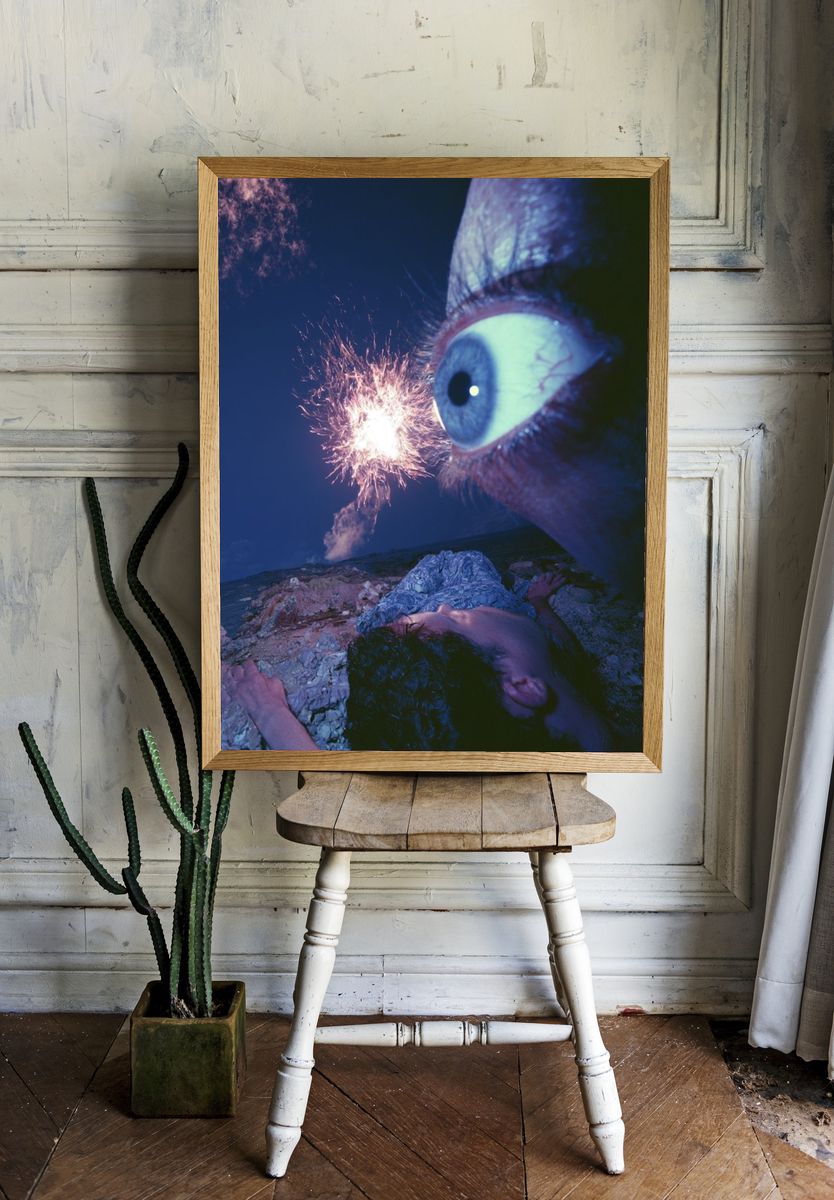 Surreal Eye Explosion Print. room preview