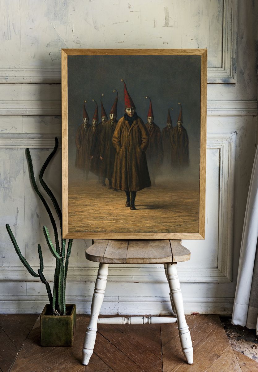Surreal Gnome Procession Print. — room view 1