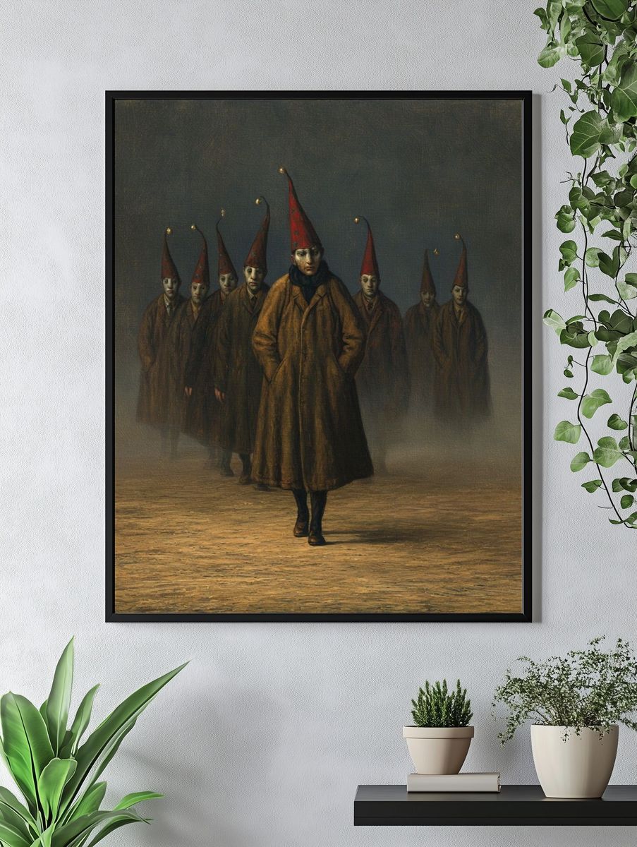 Surreal Gnome Procession Print. — room view 4