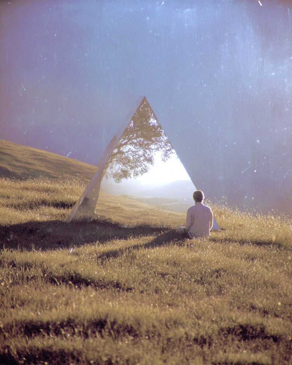 Reflective Pyramid — Surrealism Print. poster — fine-art art