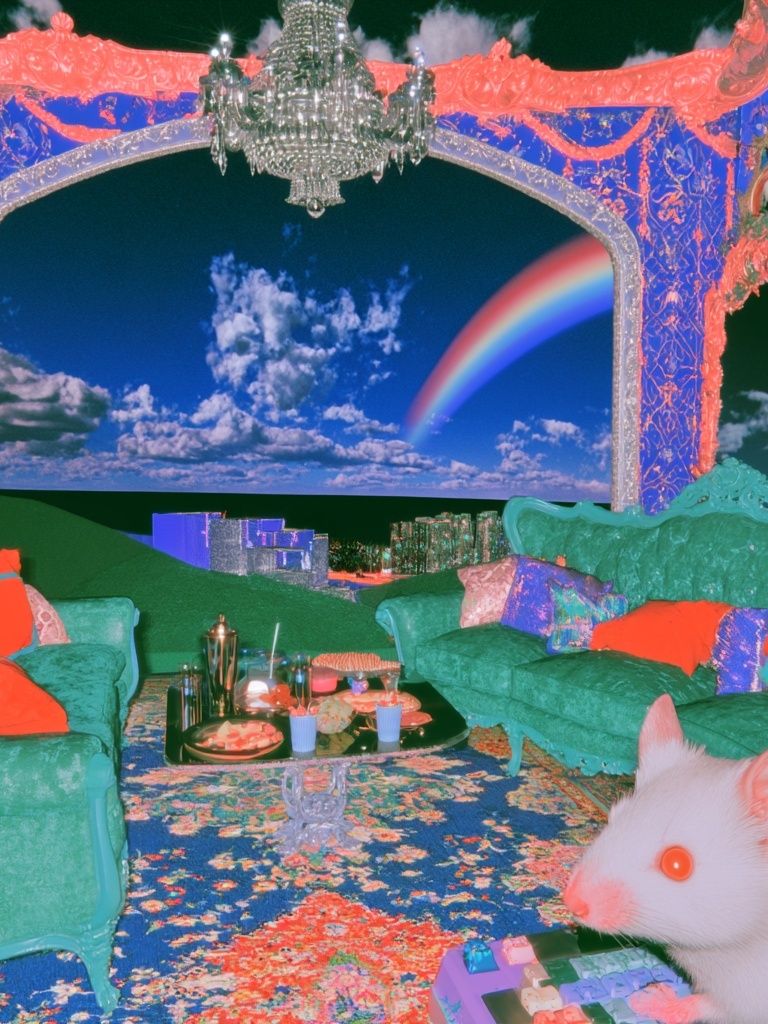 Surreal Rainbow Living Room Poster. poster — illustration art