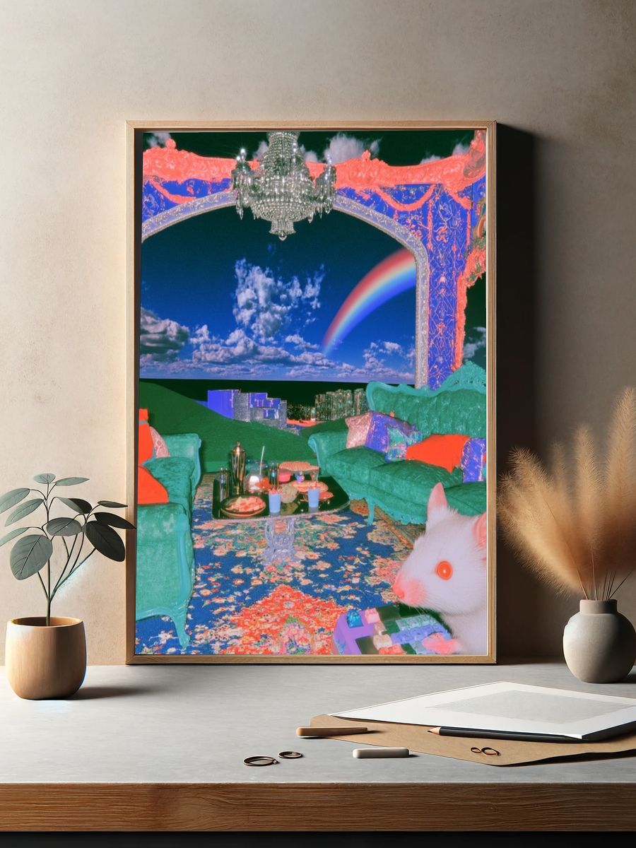 Surreal Rainbow Living Room Poster. — room view 2