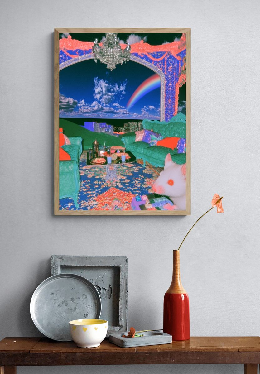 Surreal Rainbow Living Room Poster. — room view 3