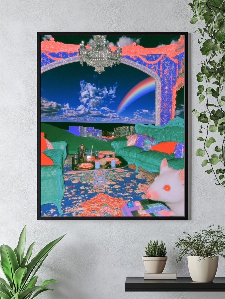 Surreal Rainbow Living Room Poster. — room view 4