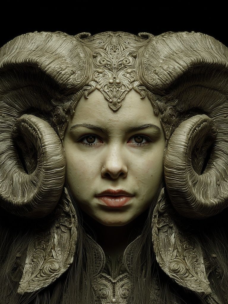 Ram-Horned Portrait Surrealism Poster. poster detail
