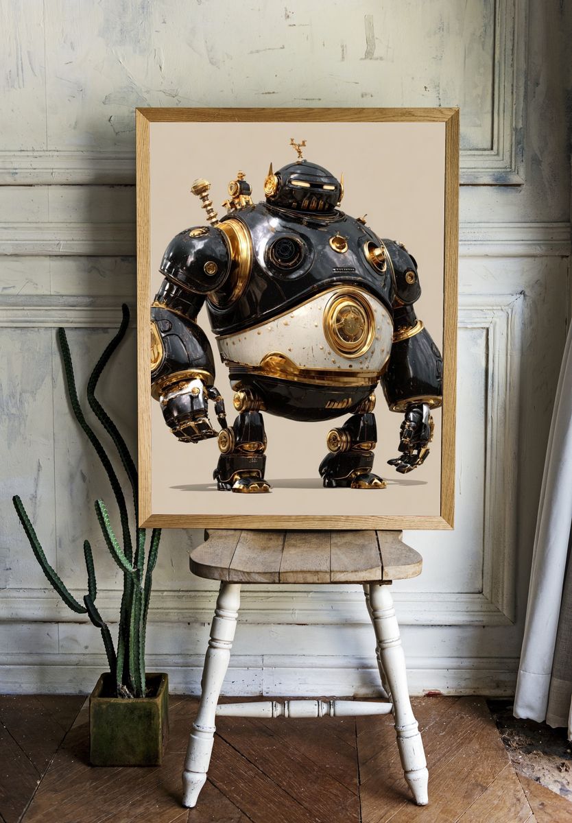 Steampunk Robot — Digital Art Print. — room view 1