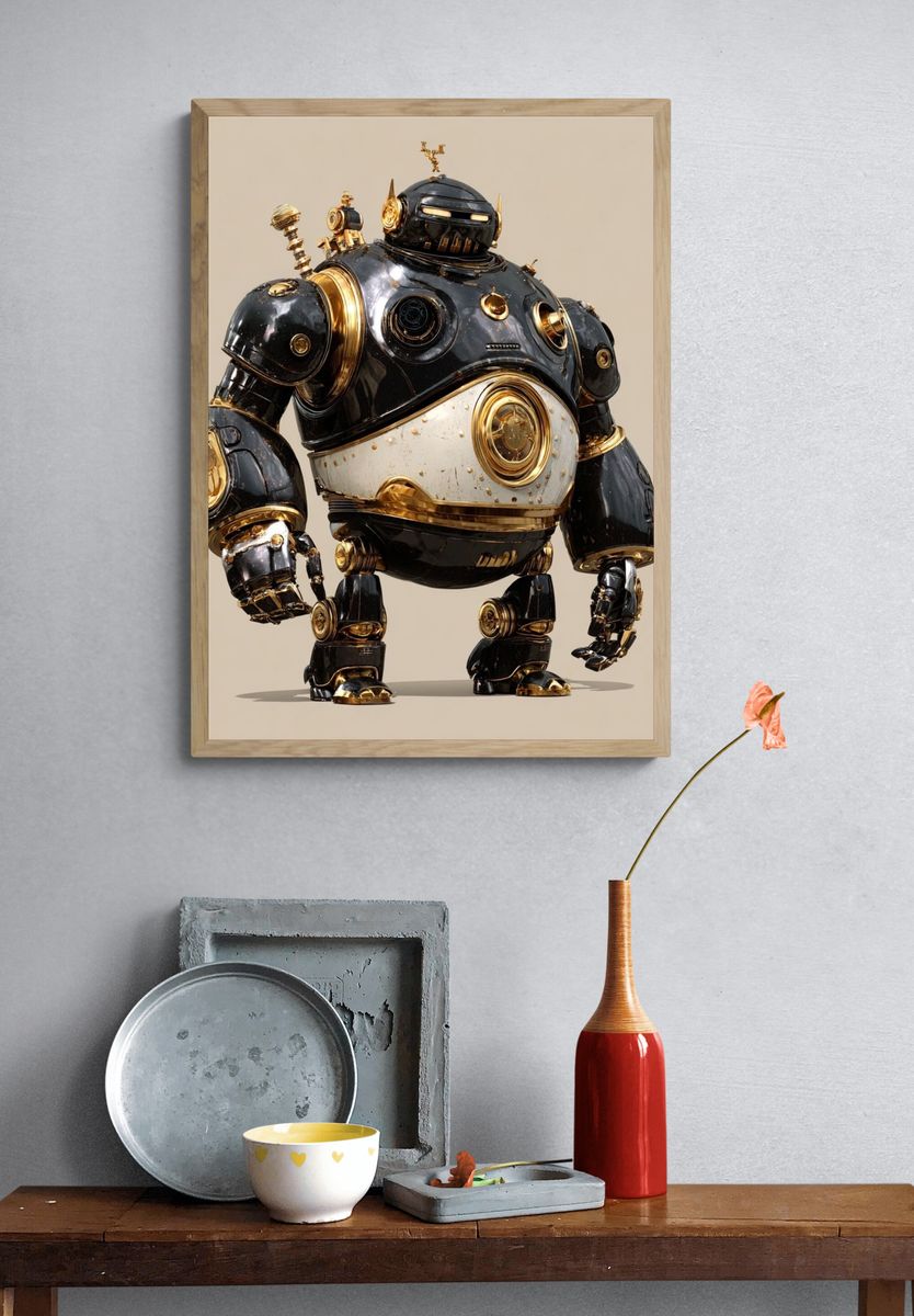 Steampunk Robot — Digital Art Print. — room view 3