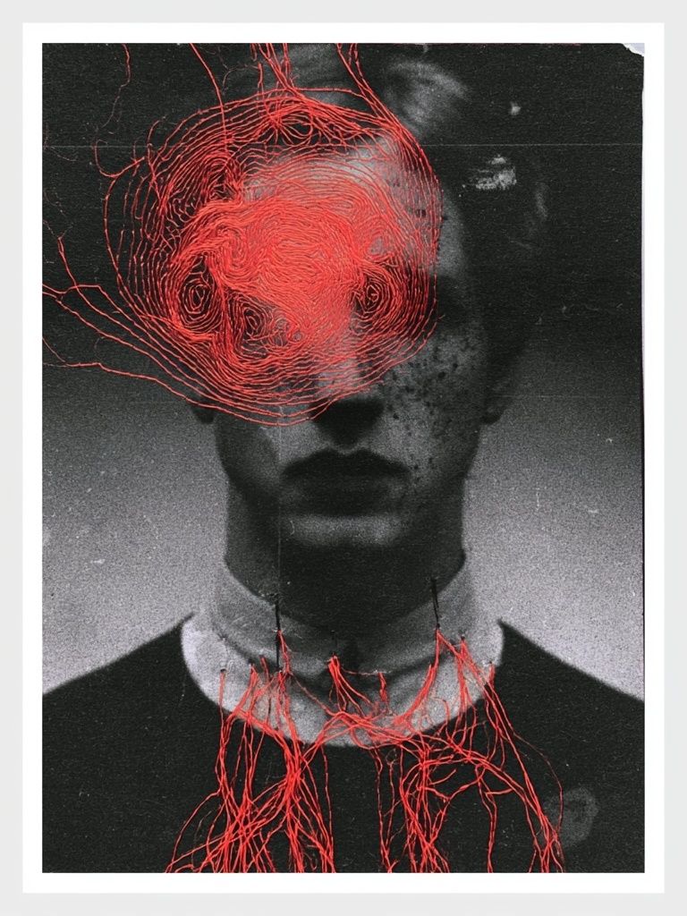 Surreal Red Thread Portrait Print. poster — photography art