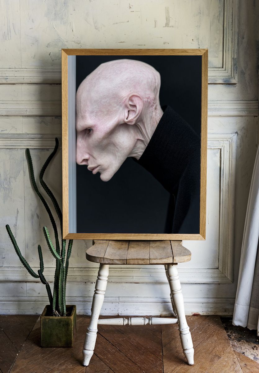 Surreal Bald Portrait Print room preview