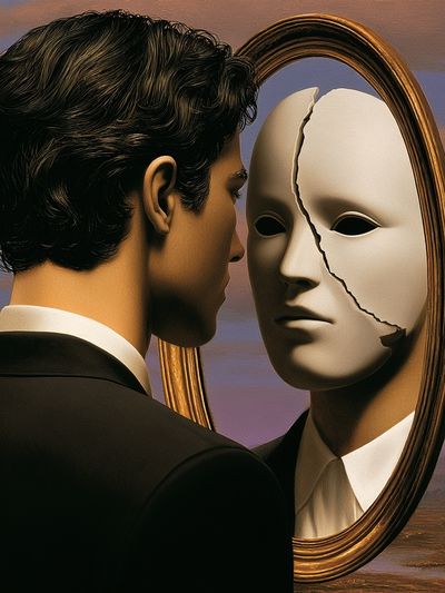 Surreal Mask Reflection Print. poster print