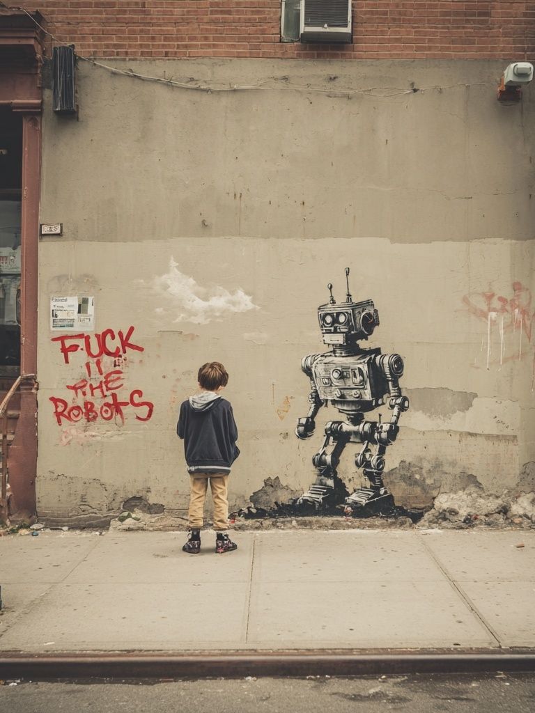 Street Robot Graffiti Poster. poster detail