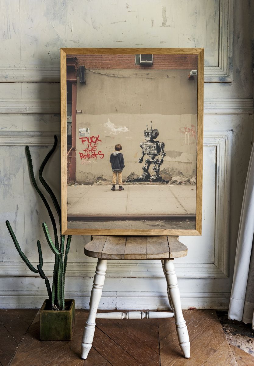 Street Robot Graffiti Poster room preview