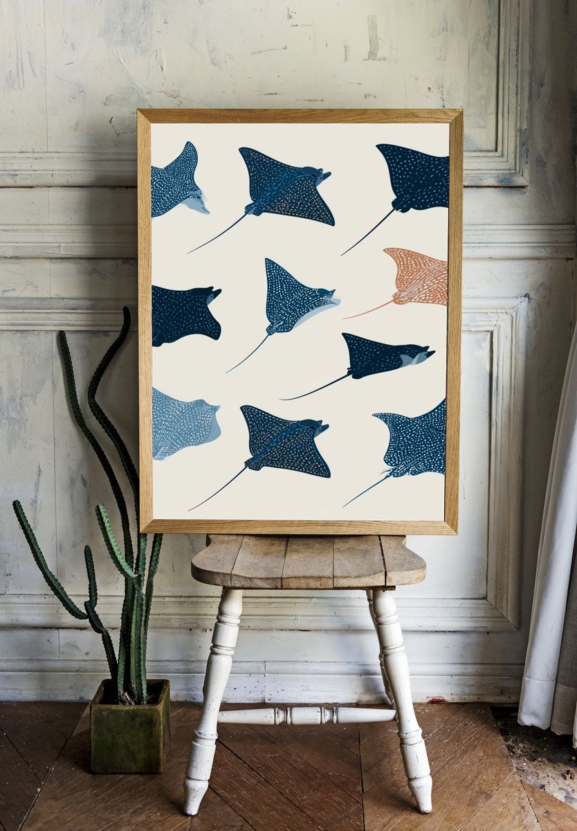 Spotted Rays Illustration Poster. room preview