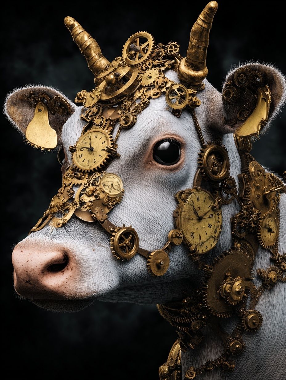Steampunk Cow Portrait Poster. poster — animals art