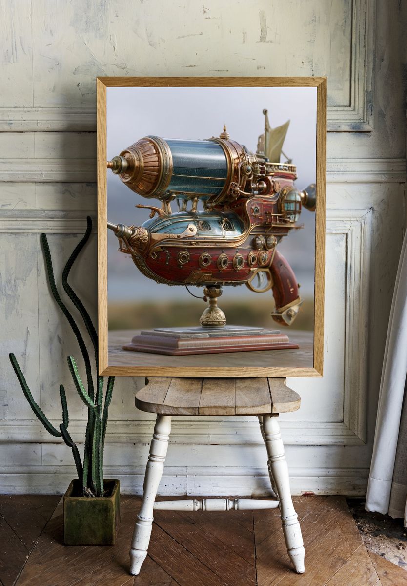 Steampunk Airship Sculpture Print. — room view 1
