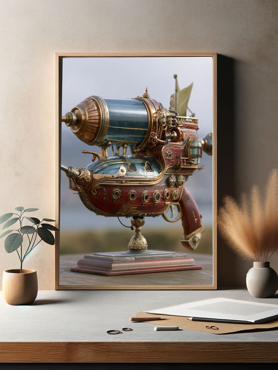 Steampunk Airship Sculpture Print. — room view 2