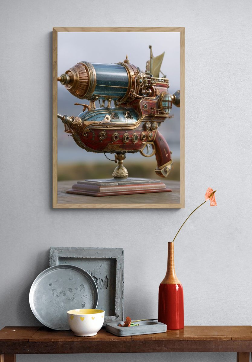 Steampunk Airship Sculpture Print. — room view 3