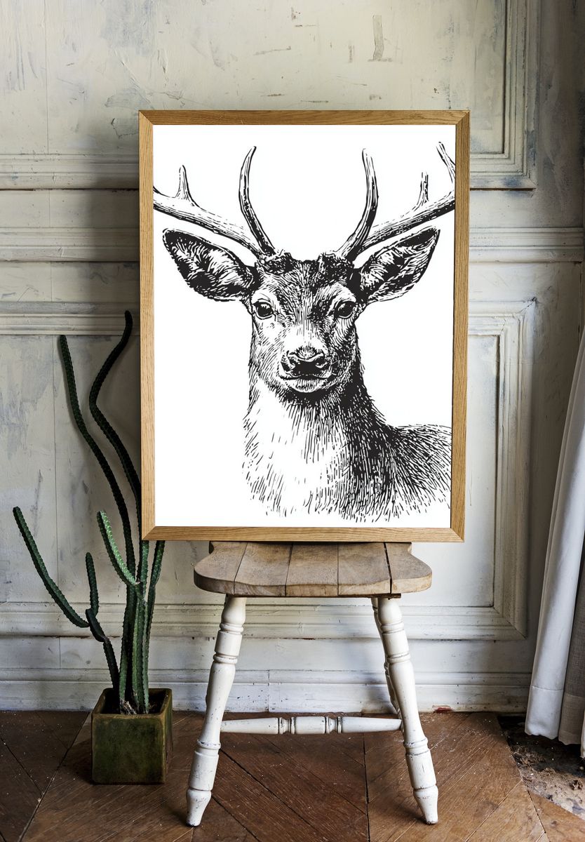 Stag Illustration Poster. — room view 1