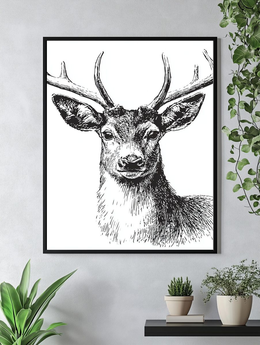 Stag Illustration Poster. — room view 4
