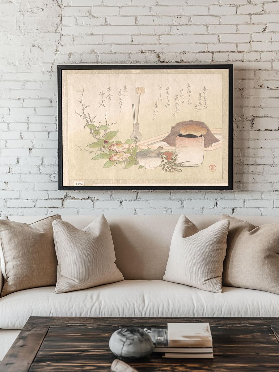 Set of Utensils for the Tea Ceremony by Kubo Shunman 窪俊満 — Art Print. room preview