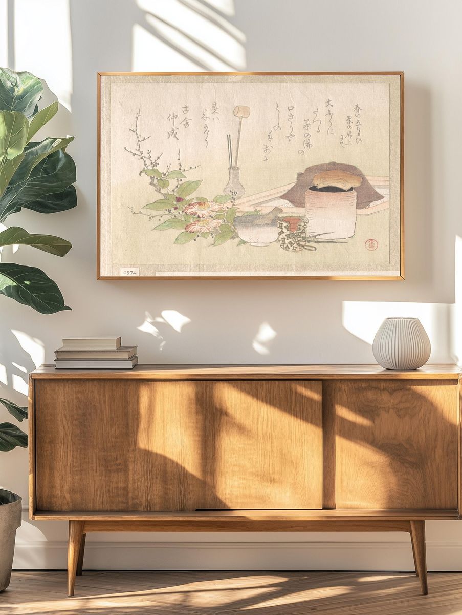Set of Utensils for the Tea Ceremony by Kubo Shunman 窪俊満 — Art Print. — room view 3